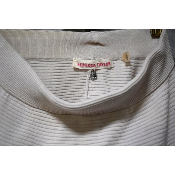Rebecca Taylor Off White Ribbed Knit Flared Skirt Size XS - Picture 2 of 3